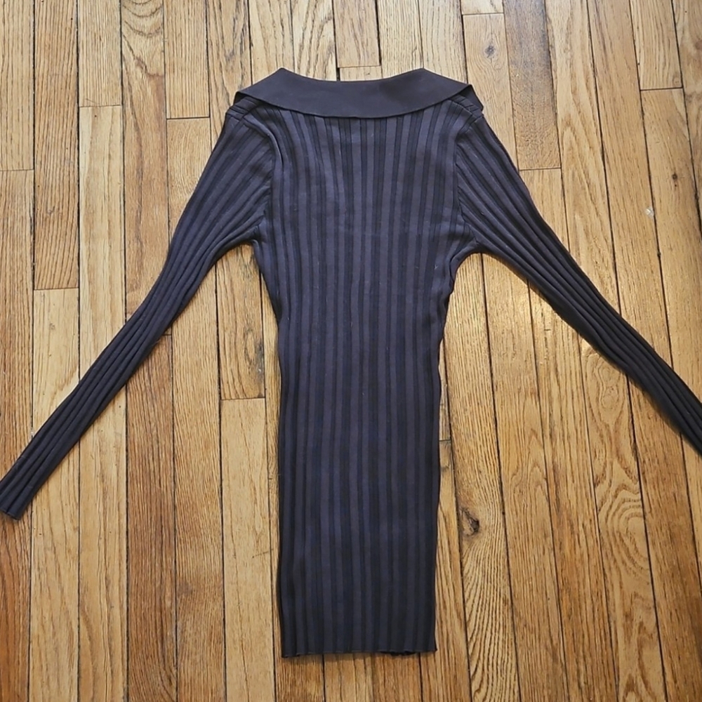 The Line by K Brown Ribbed Cardigan with Sailor Collar - Picture 5 of 7